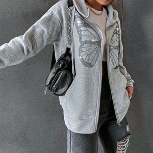 SHEIN HOODIE | Butterfly Rhinestone | Size L